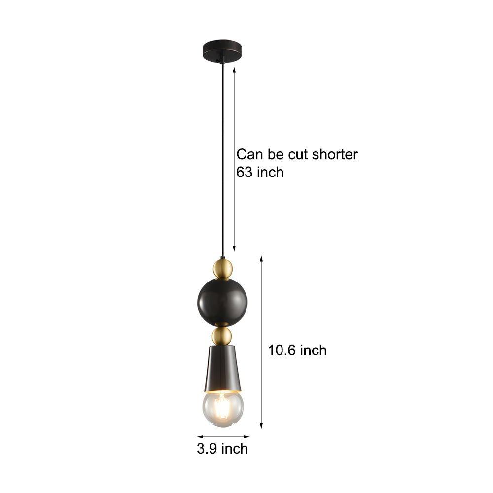 Modern Spindle Pendant Lamp with Glass Shade