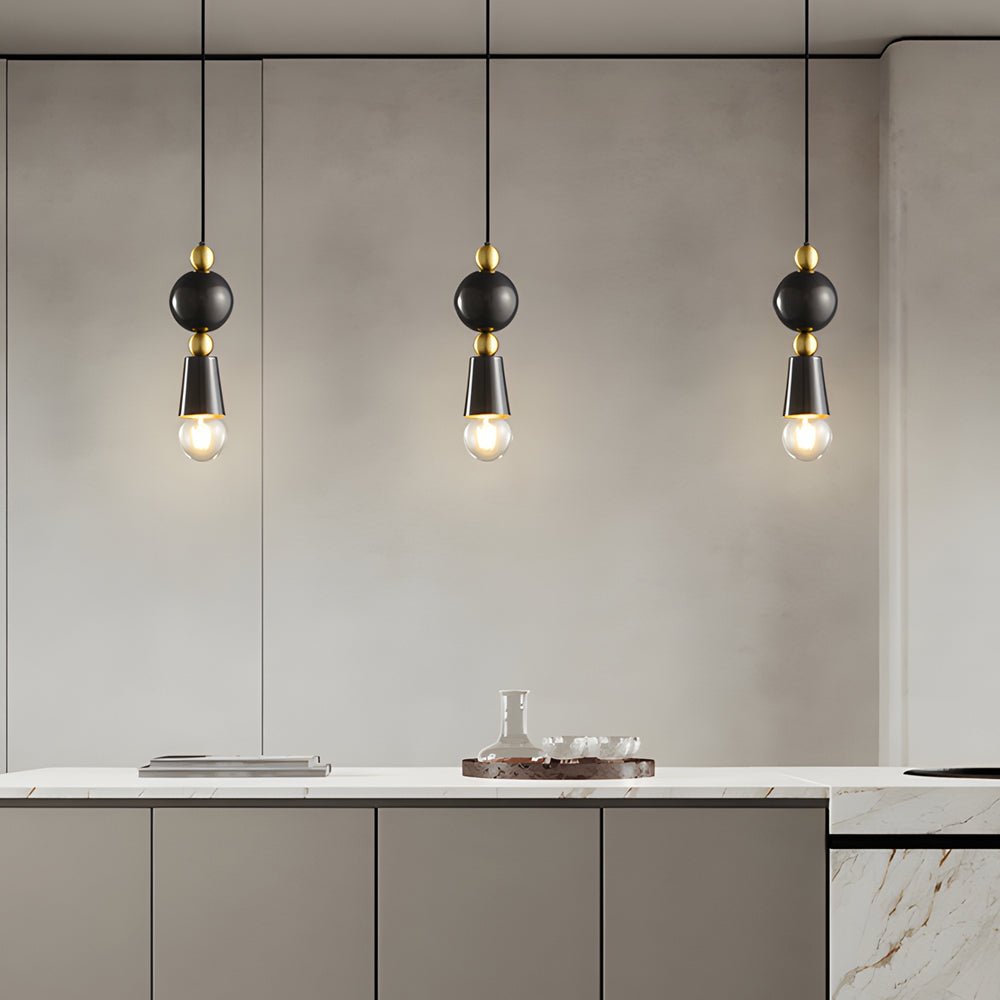 Modern Spindle Pendant Lamp with Glass Shade