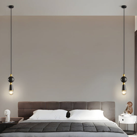 Modern Spindle Pendant Lamp with Glass Shade