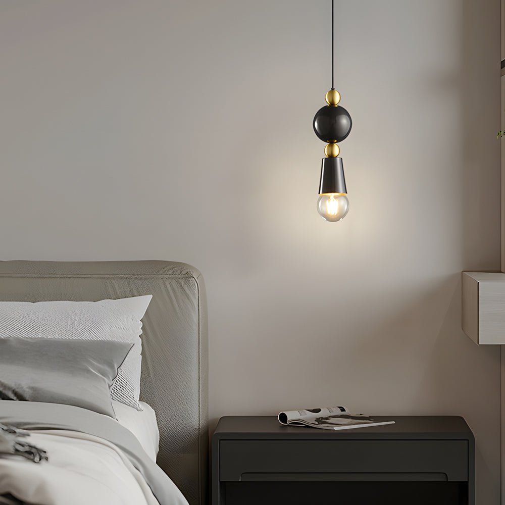Modern Spindle Pendant Lamp with Glass Shade