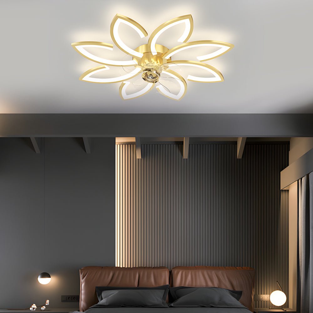 Modern Flowers 3-Step Dimming Nordic Flush Mount Ceiling Fan Light