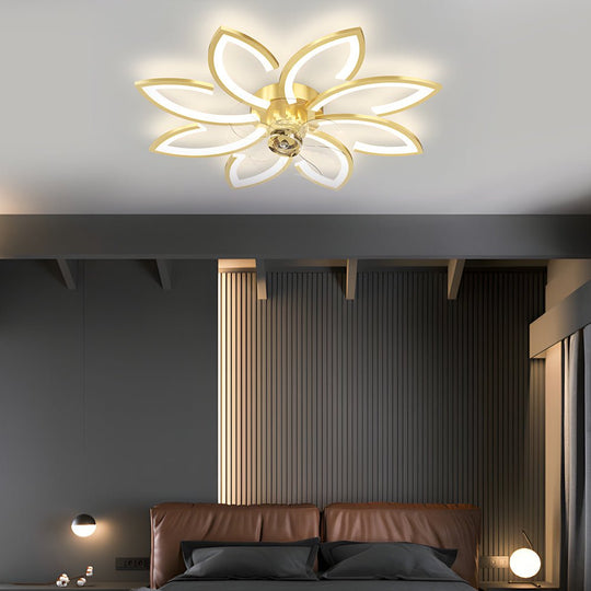 Modern Flowers 3-Step Dimming Nordic Flush Mount Ceiling Fan Light