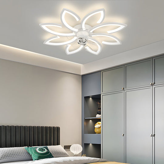 Modern Flowers 3-Step Dimming Nordic Flush Mount Ceiling Fan Light
