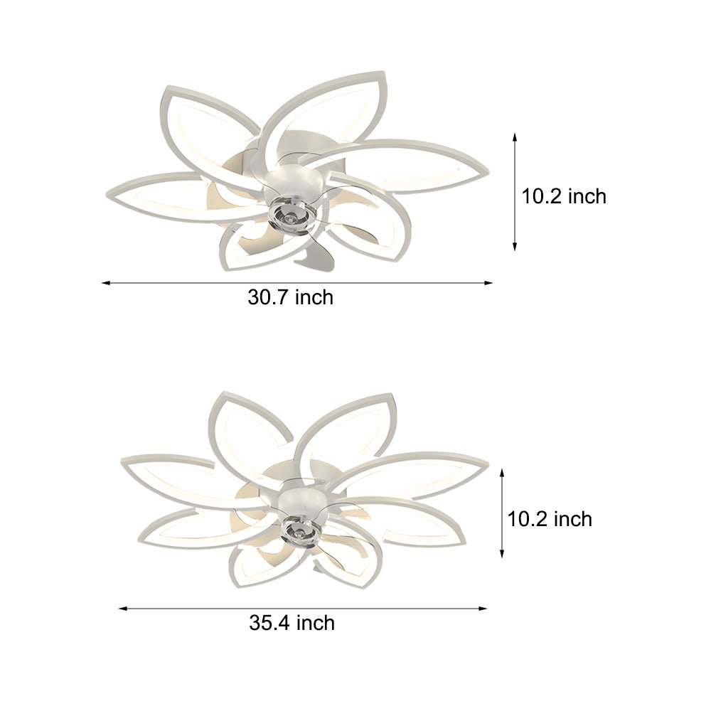Modern Flowers 3-Step Dimming Nordic Flush Mount Ceiling Fan Light