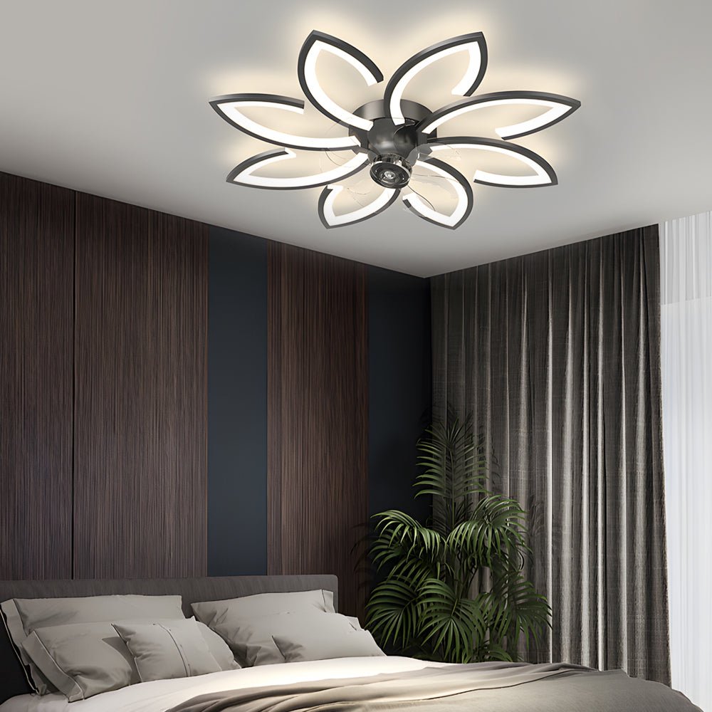Modern Flowers 3-Step Dimming Nordic Flush Mount Ceiling Fan Light