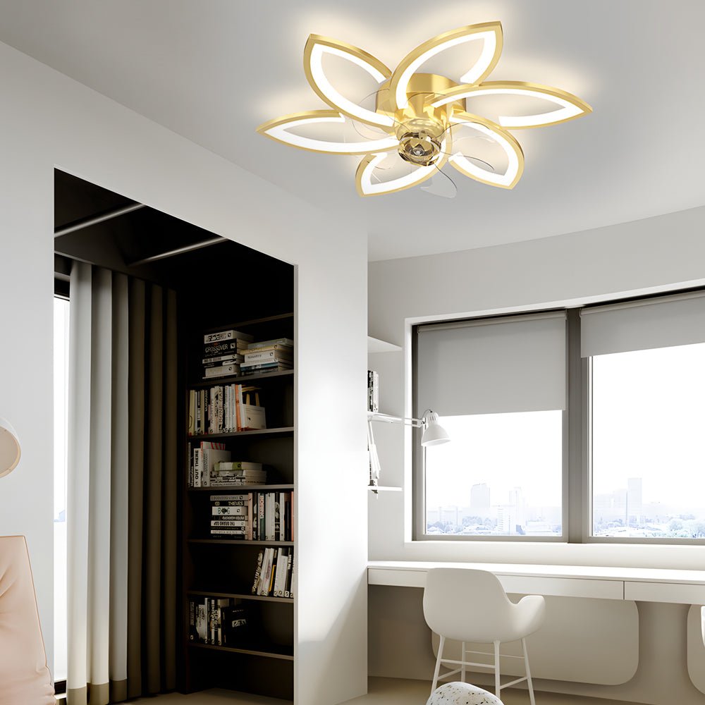 Modern Flowers 3-Step Dimming Nordic Flush Mount Ceiling Fan Light