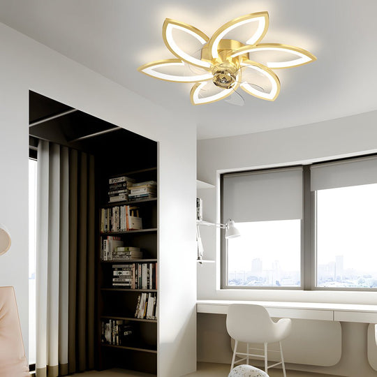 Modern Flowers 3-Step Dimming Nordic Flush Mount Ceiling Fan Light