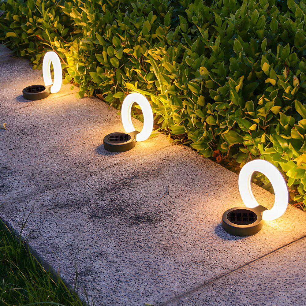 Modern Foldable Solar Deck Lights 4Pcs Round Outdoor Disk Set