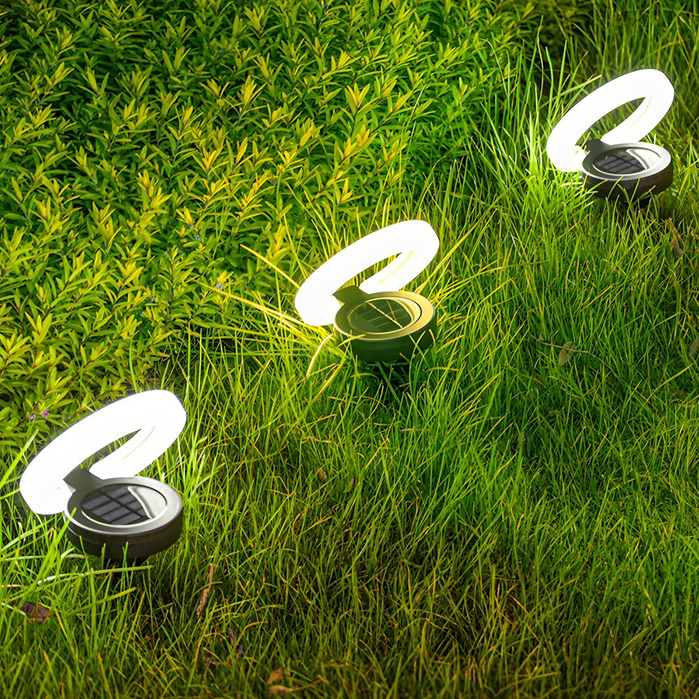 Modern Foldable Solar Deck Lights 4Pcs Round Outdoor Disk Set