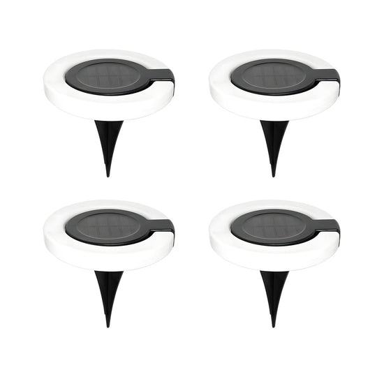 Modern Foldable Solar Deck Lights 4Pcs Round Outdoor Disk Set