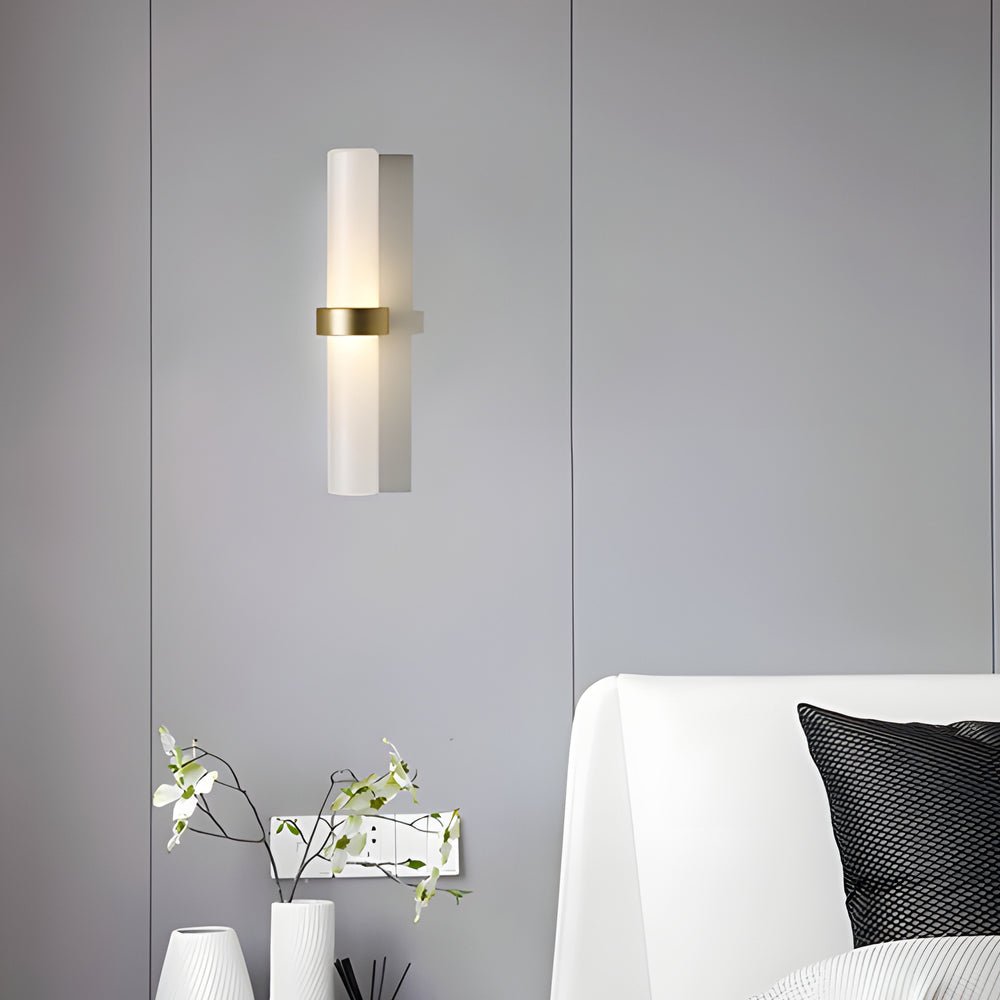 Modern Frosted Glass Tube 1-Light Wall Sconce in Warm White
