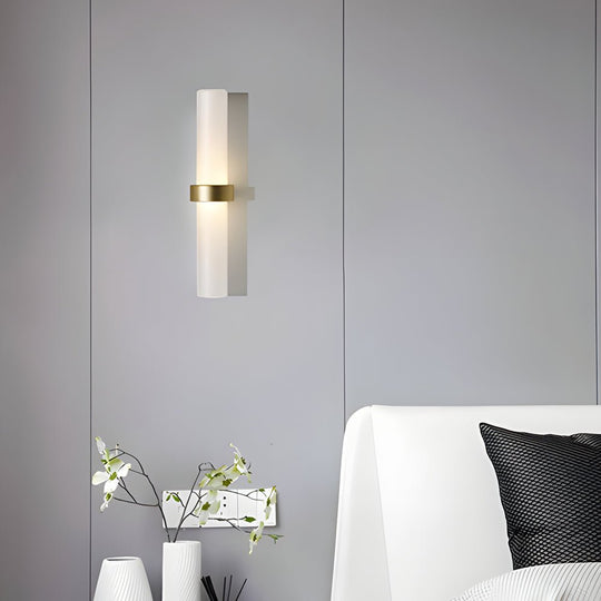 Modern Frosted Glass Tube 1-Light Wall Sconce in Warm White