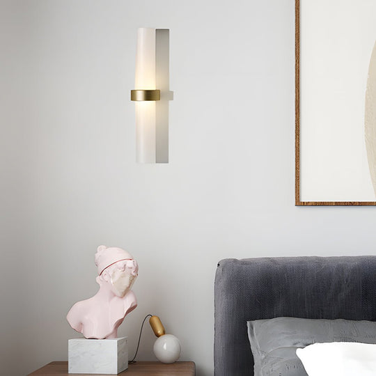 Modern Frosted Glass Tube 1-Light Wall Sconce in Warm White