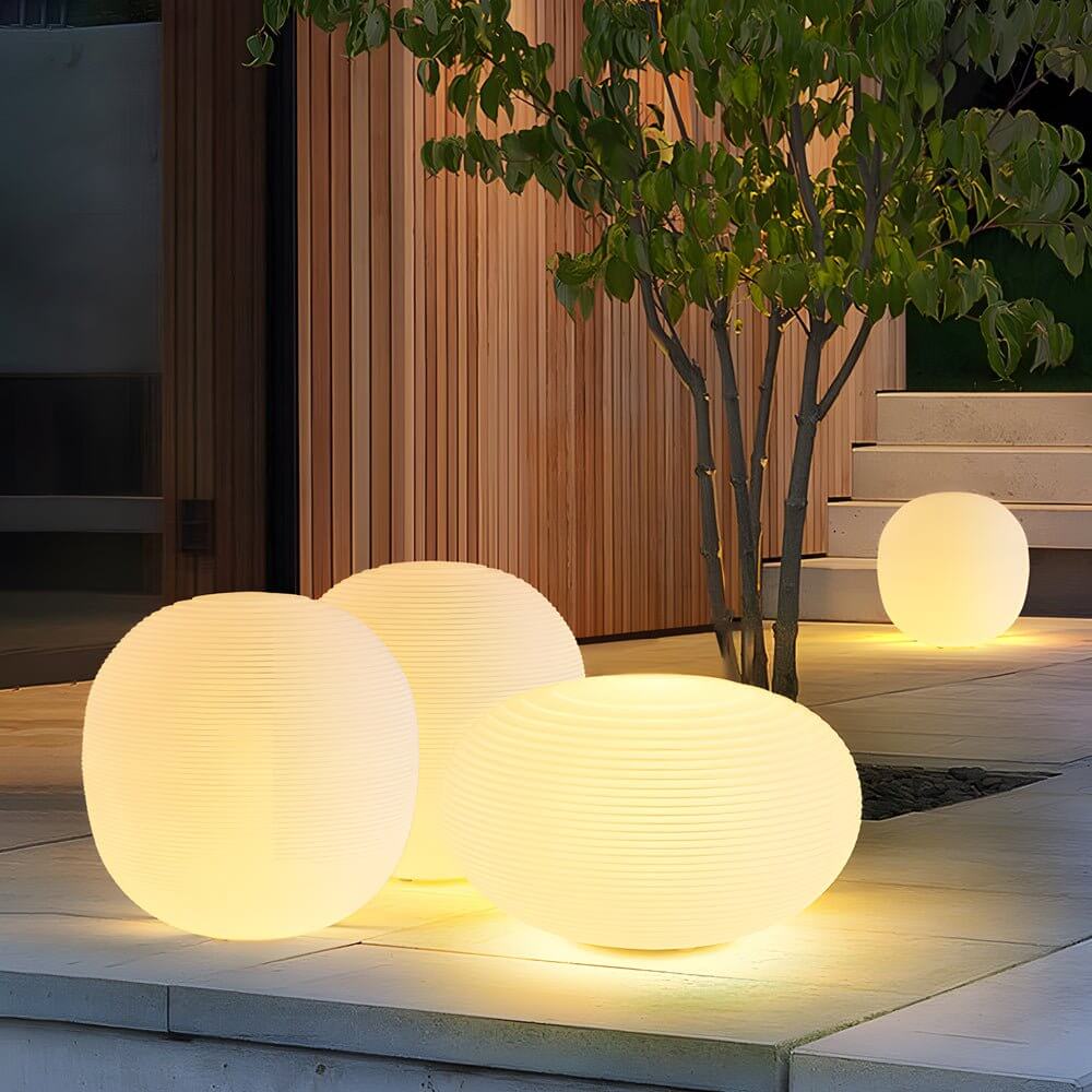 Modern Hardwired Outdoor Floor Lantern with Warm LED Light
