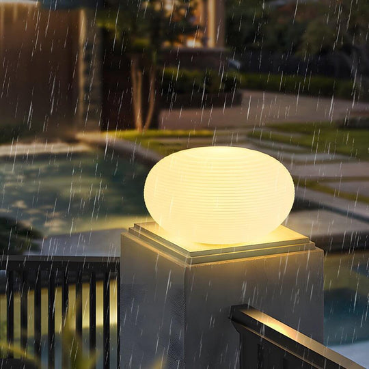 Modern Hardwired Outdoor Floor Lantern with Warm LED Light
