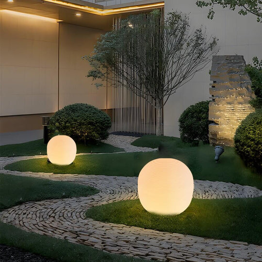Modern Hardwired Outdoor Floor Lantern with Warm LED Light