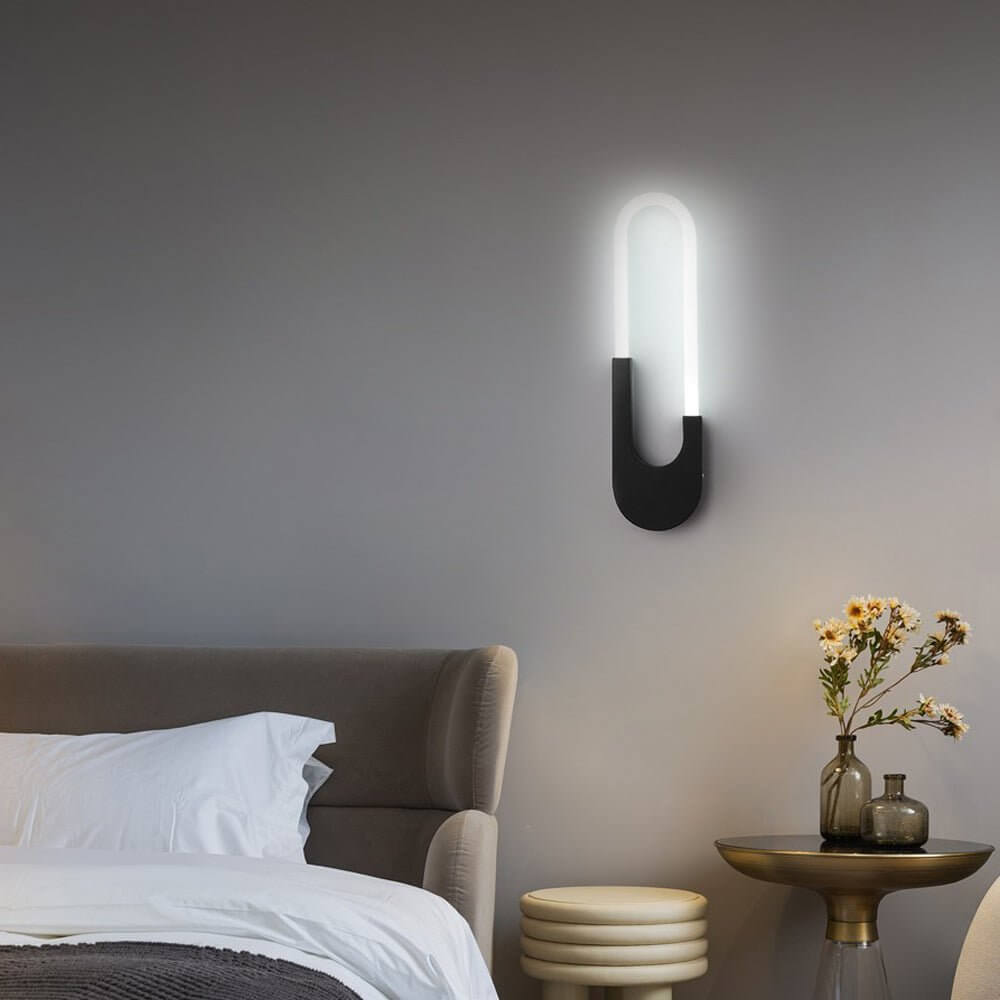 Modern Indoor Oval LED Wall Sconce – Gold or Black, 16'' Height