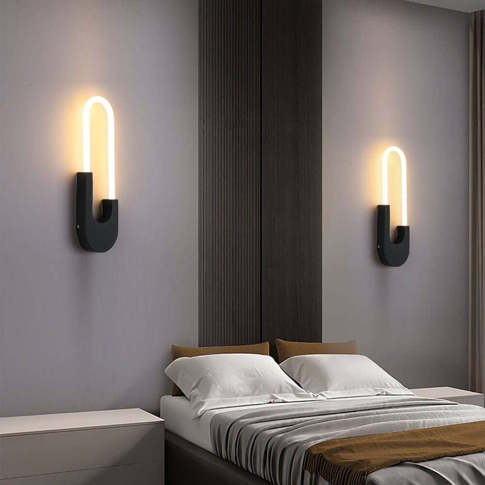 Modern Indoor Oval LED Wall Sconce – Gold or Black, 16'' Height