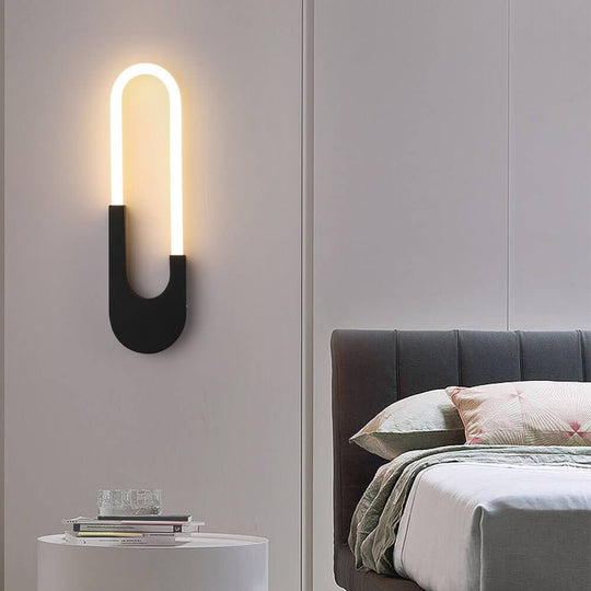 Modern Indoor Oval LED Wall Sconce – Gold or Black, 16'' Height