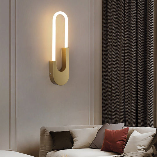 Modern Indoor Oval LED Wall Sconce – Gold or Black, 16'' Height