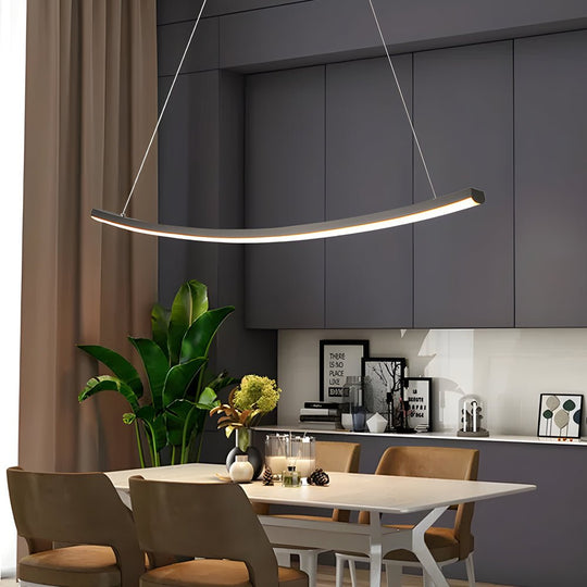 Modern Linear Arc Pendant Light with Dimming