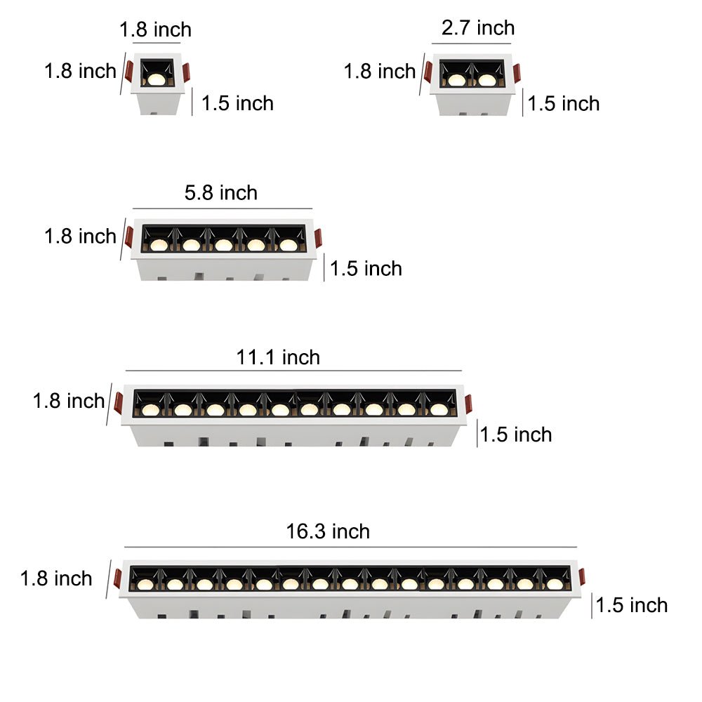 Modern LED Linear – Recessed Ceiling Downlight (1/2/5/10/15-Light Options)