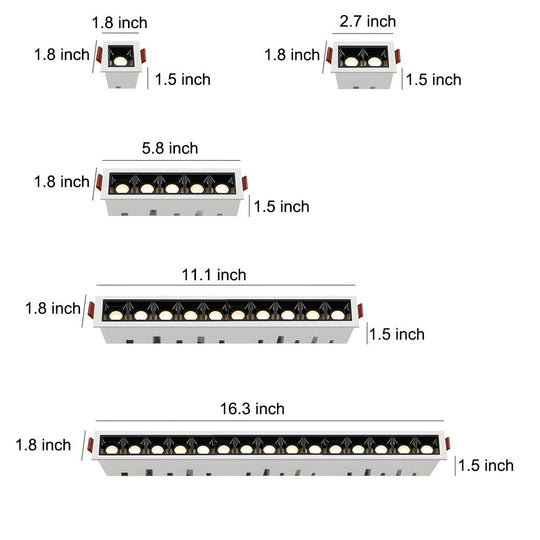 Modern LED Linear – Recessed Ceiling Downlight (1/2/5/10/15-Light Options)