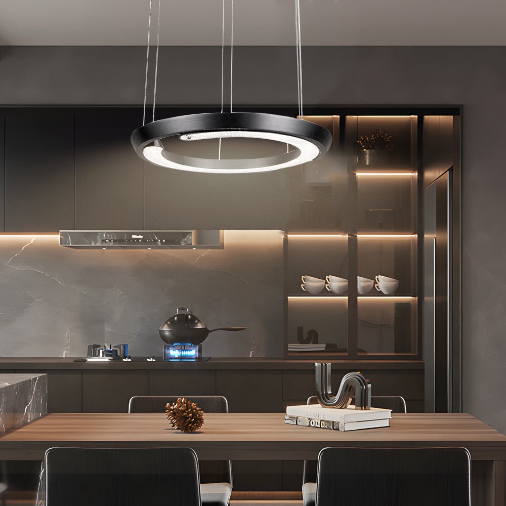 Modern LED Ring Pendant Light with Acrylic Shade – Adjustable