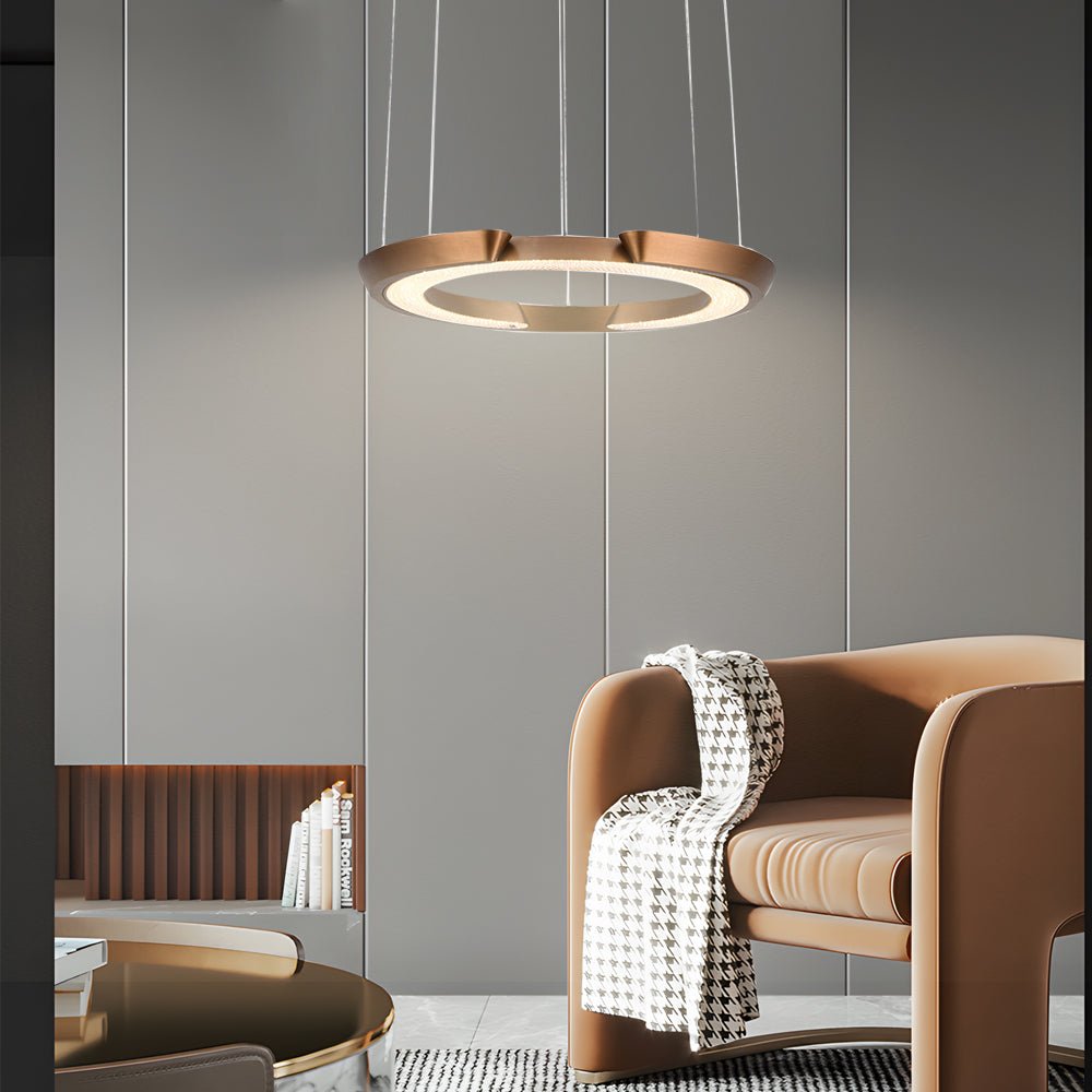 Modern LED Ring Pendant Light with Acrylic Shade – Adjustable