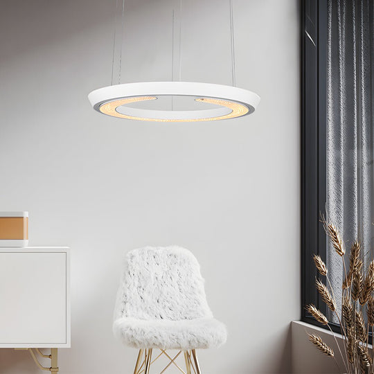 Modern LED Ring Pendant Light with Acrylic Shade – Adjustable