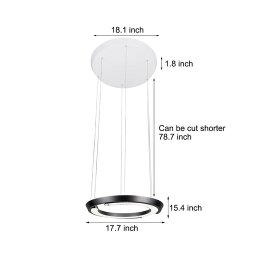 Modern LED Ring Pendant Light with Acrylic Shade – Adjustable
