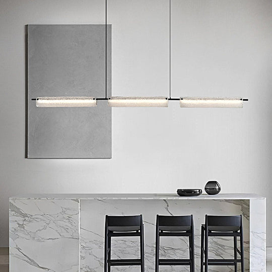 Modern Linear Copper Frosted Glass Kitchen Island Light