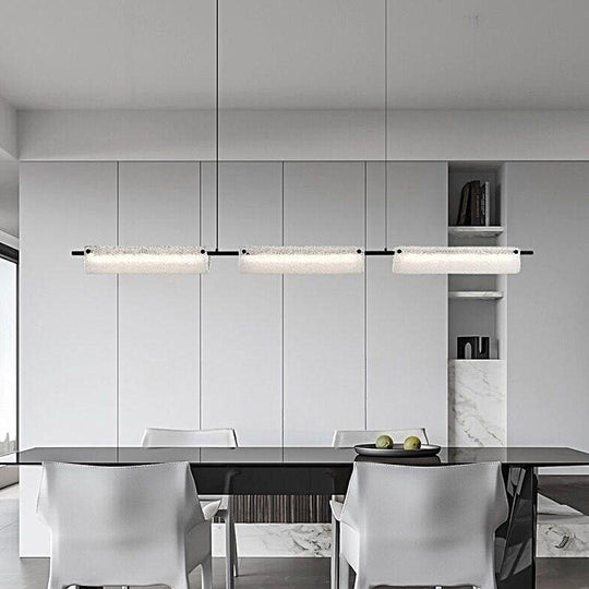 Modern Linear Copper Frosted Glass Kitchen Island Light