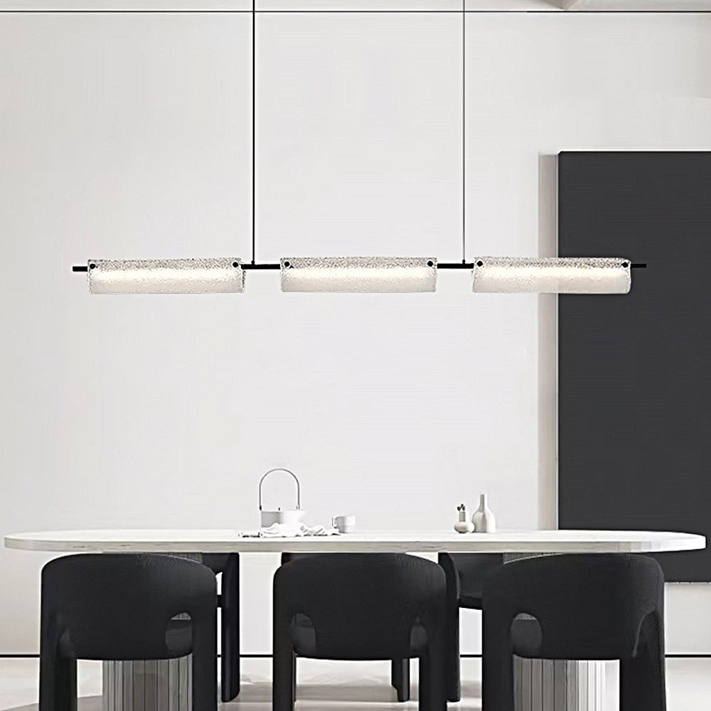 Modern Linear Copper Frosted Glass Kitchen Island Light