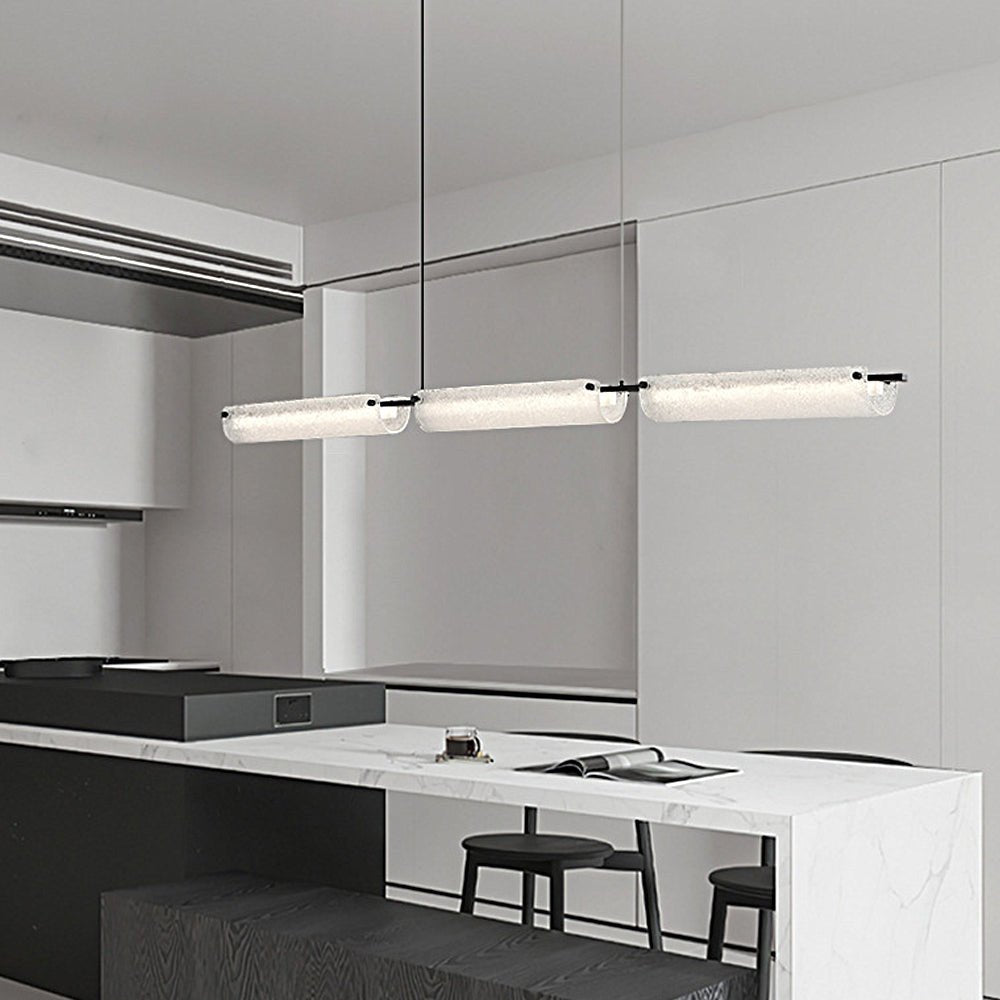 Modern Linear Copper Frosted Glass Kitchen Island Light