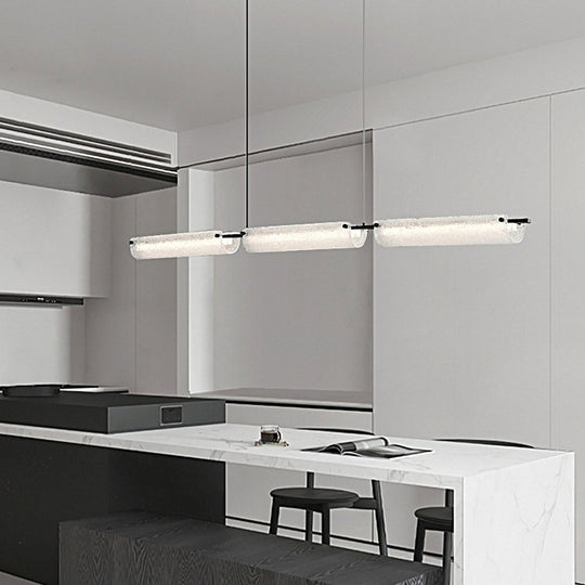 Modern Linear Copper Frosted Glass Kitchen Island Light