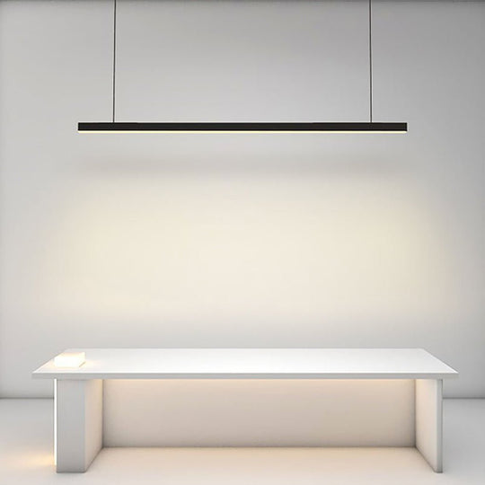 Modern Linear Farmhouse Black LED Chandelier