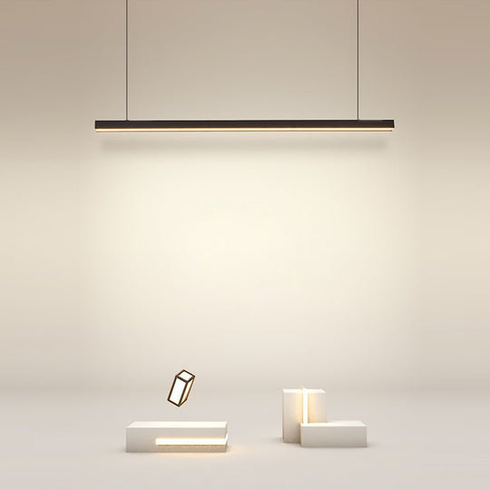 Modern Linear Farmhouse Black LED Chandelier