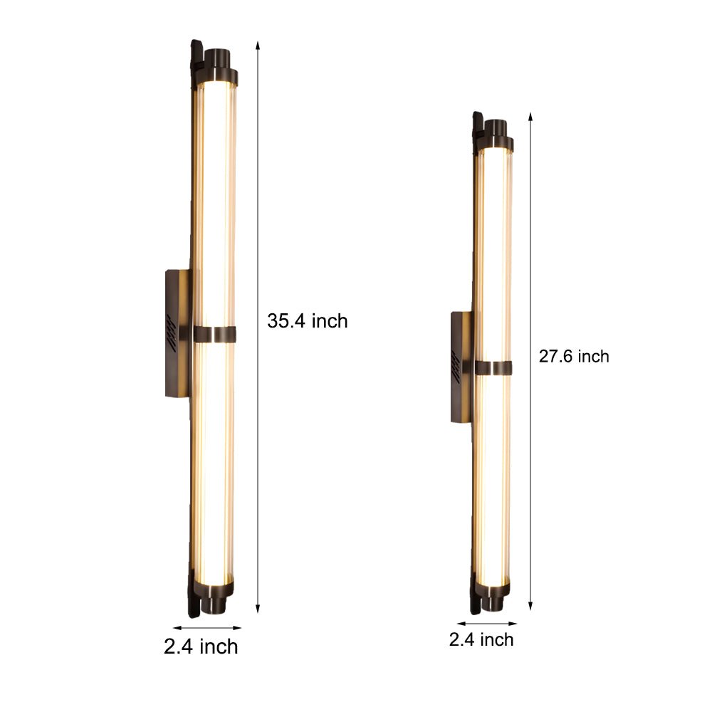 Modern Long Acrylic Tube LED Black Metallic Wall Lamp