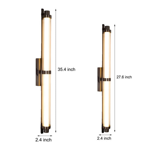Modern Long Acrylic Tube LED Black Metallic Wall Lamp