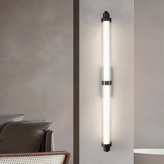 Modern Long Acrylic Tube LED Black Metallic Wall Lamp