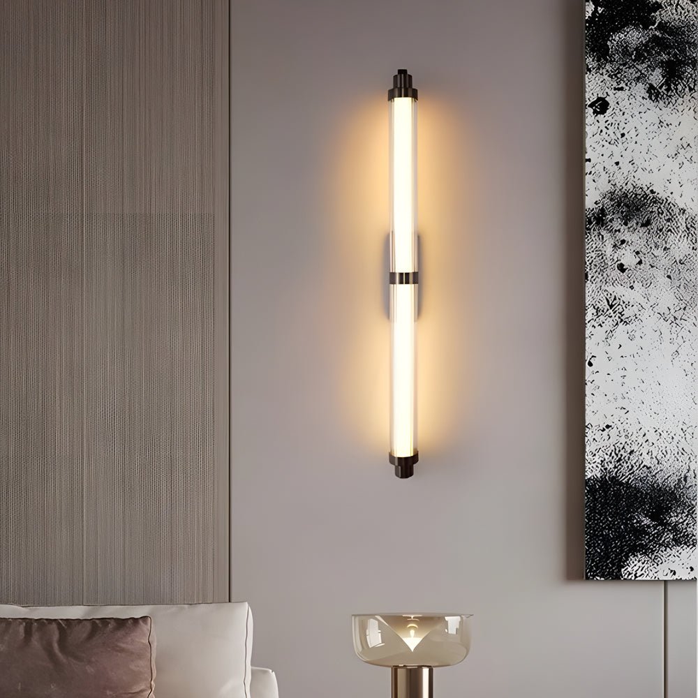 Modern Long Acrylic Tube LED Black Metallic Wall Lamp