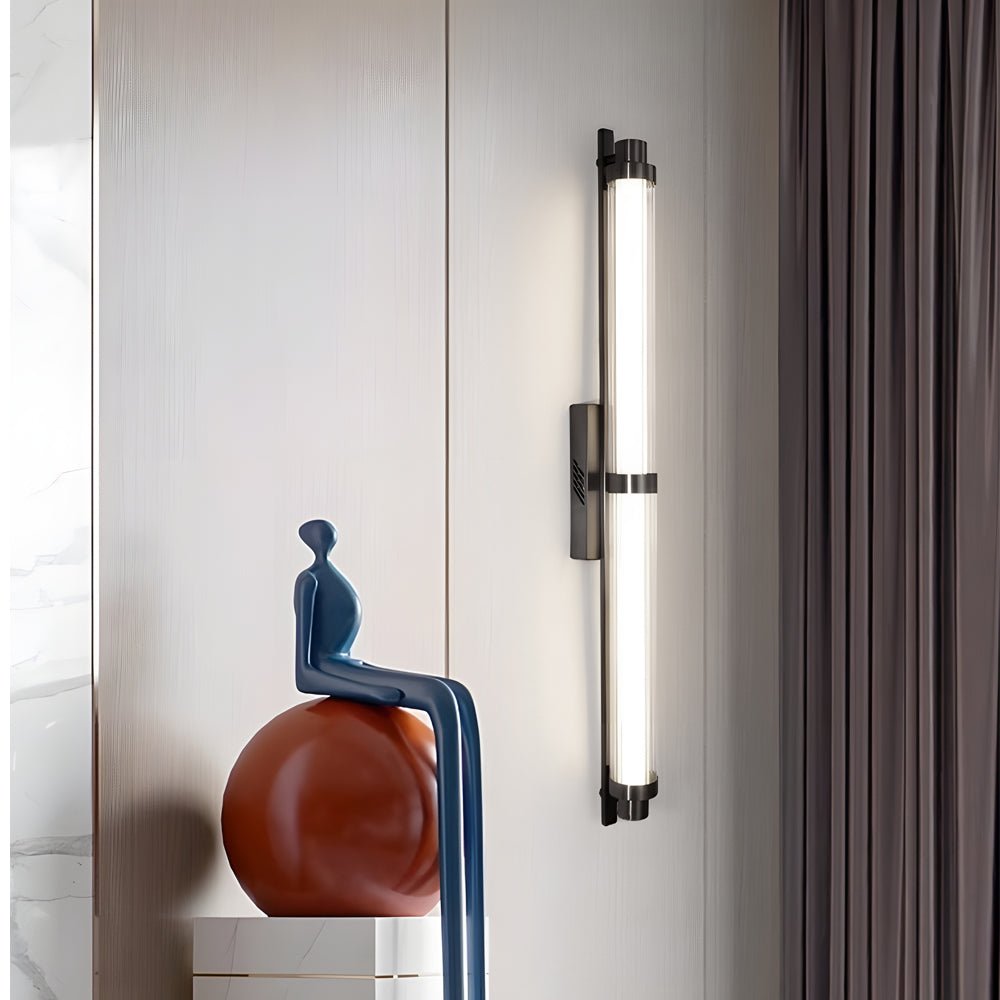 Modern Long Acrylic Tube LED Black Metallic Wall Lamp