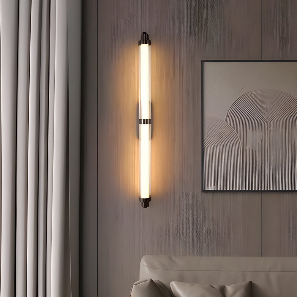 Modern Long Acrylic Tube LED Black Metallic Wall Lamp