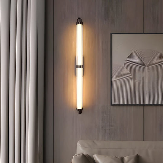 Modern Long Acrylic Tube LED Black Metallic Wall Lamp