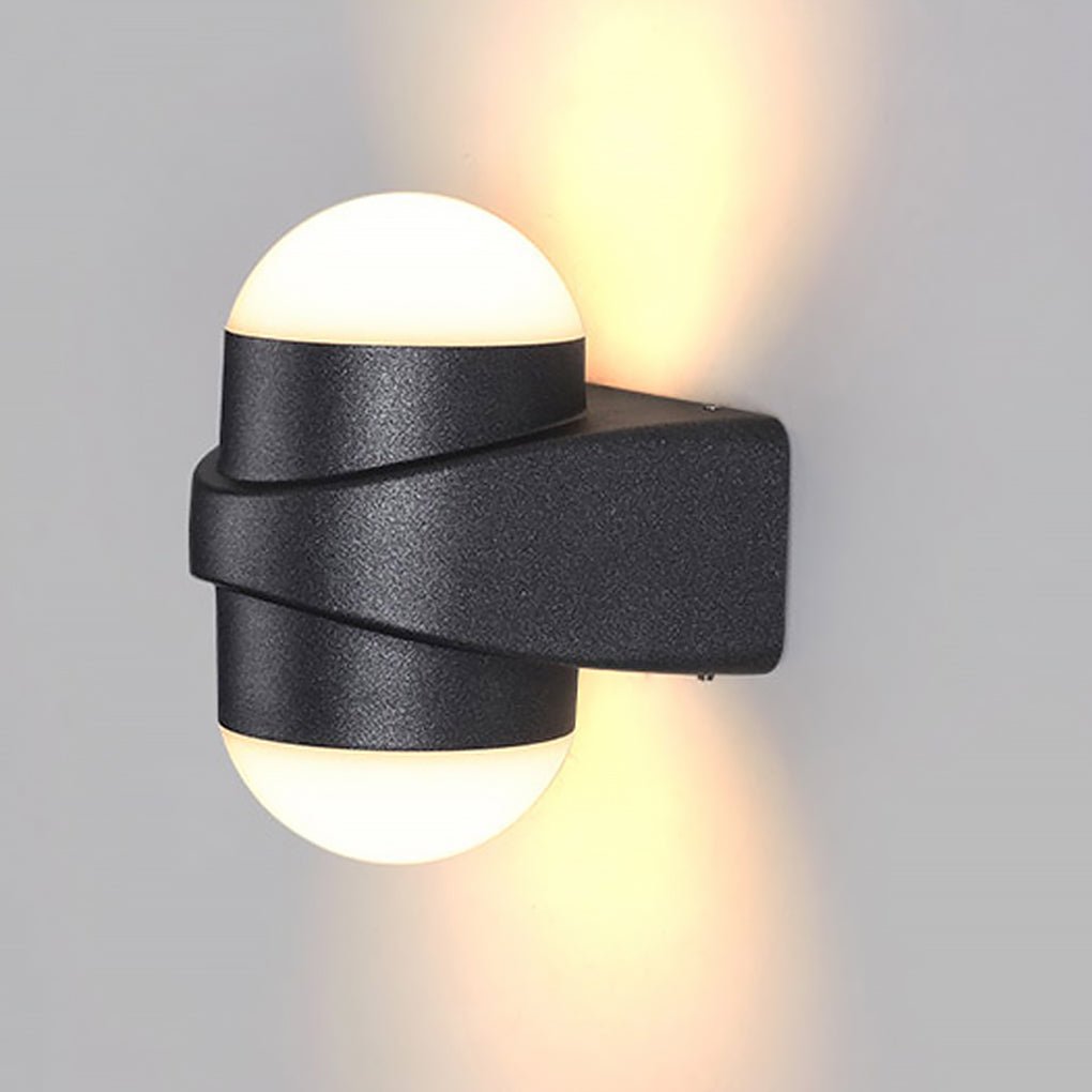 Round Waterproof LED Black Modern Up and Down Wall Light
