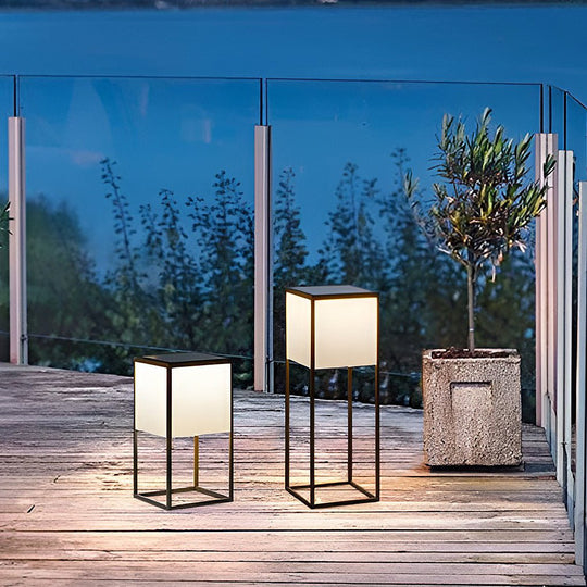 Square Solar LED Post Light with Stainless Steel Frame