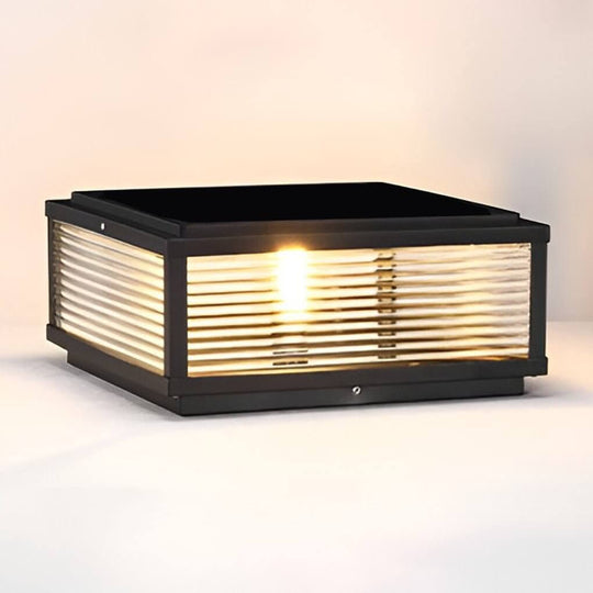 Square Ribbed Glass Outdoor Pier Mount Pillar Light