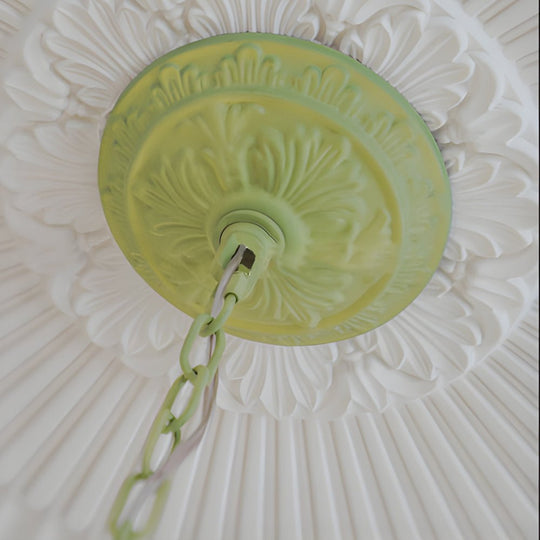 Modern Pastoral Green Flower Hanging Chandelier 3/6/8 Light
