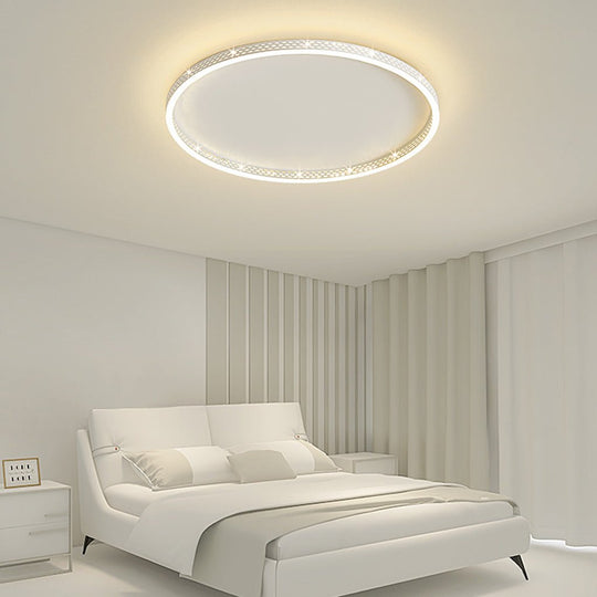 Modern Round Dimmable LED Flush Mount Ceiling Light with Hollow Edge